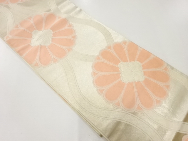 JAPANESE KIMONO / ANTIQUE FUKURO OBI / SILK / WOVEN FLOWER